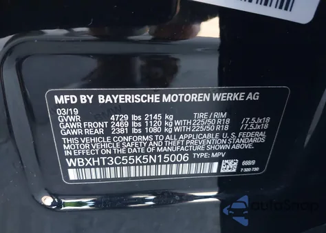 2019 BMW X1 xDrive28I z USA, uszkodzony, nr VIN WBXHT3C55K5N15006